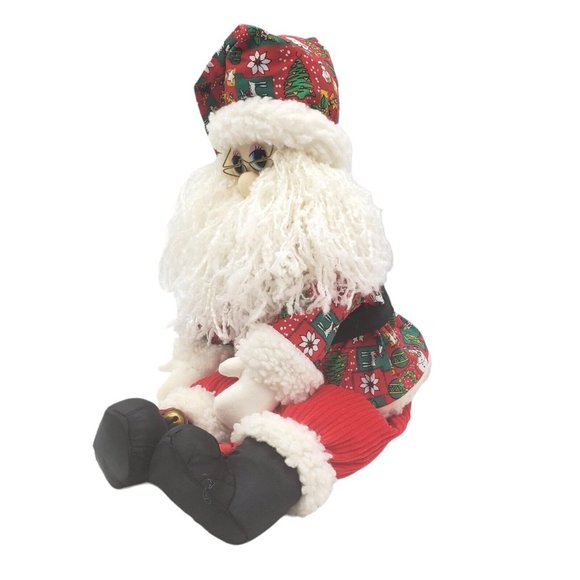 Santa 1998 Joelson Industries Plush Christmas Holiday Home Decor VTG Calico Yarn - Picture 2 of 8